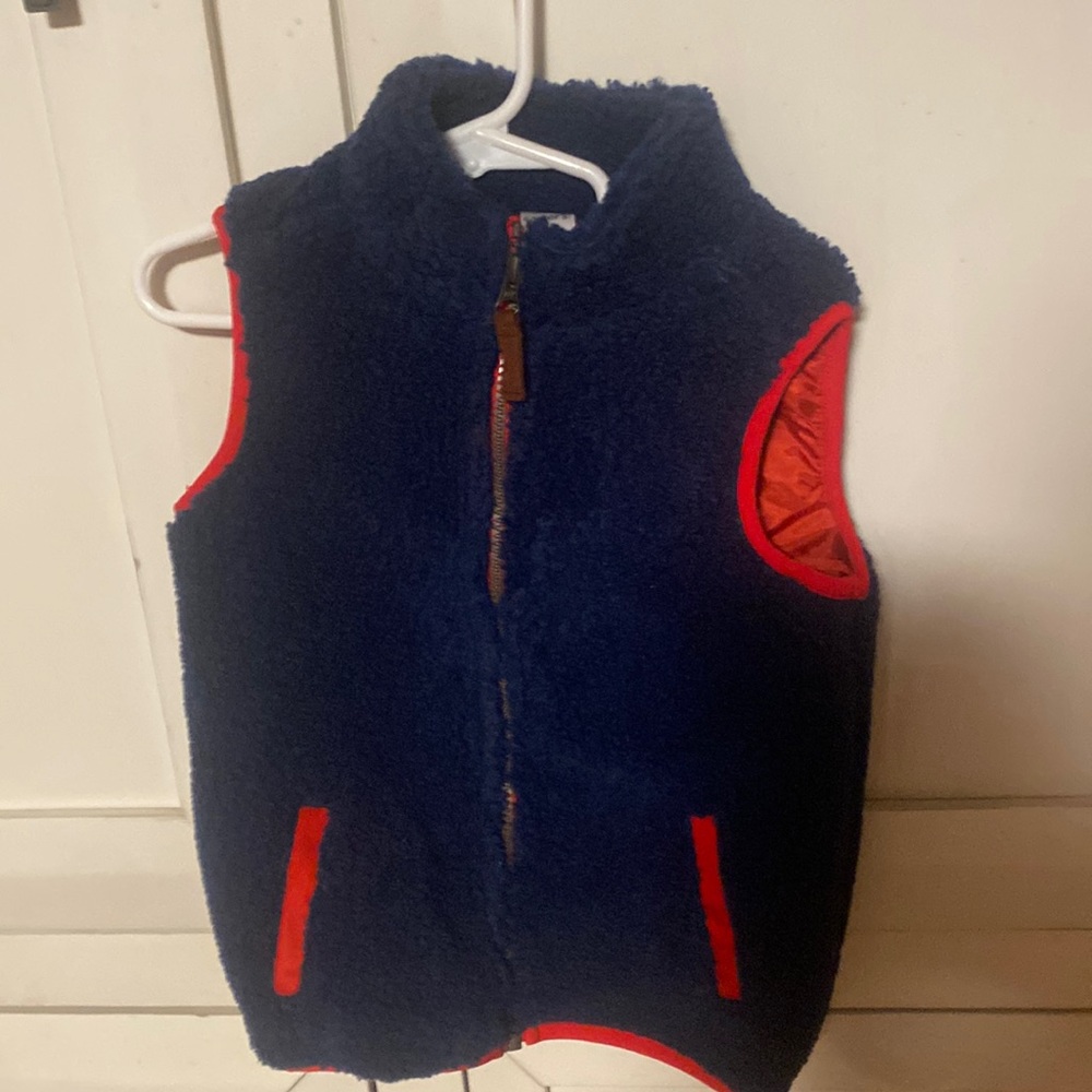 Carters size 4t Boys navy blue with red zip up vest with pockets